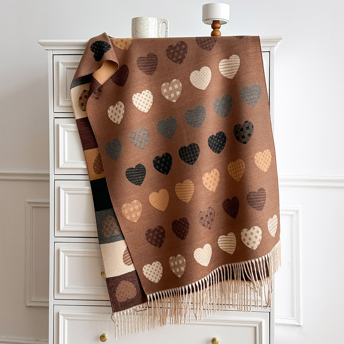 Pashmina Wrap Large - Women Imitation Cashmere Scarf Fringed Thick