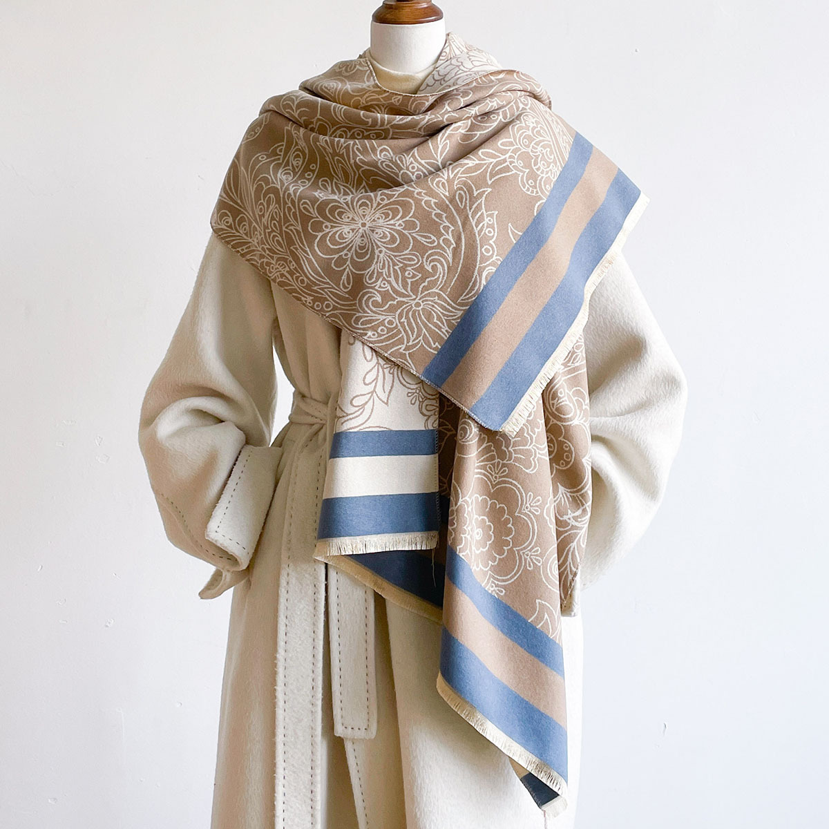 Pashmina Wrap Large - Warm Imitation Cashmere Scarf Women Fringed