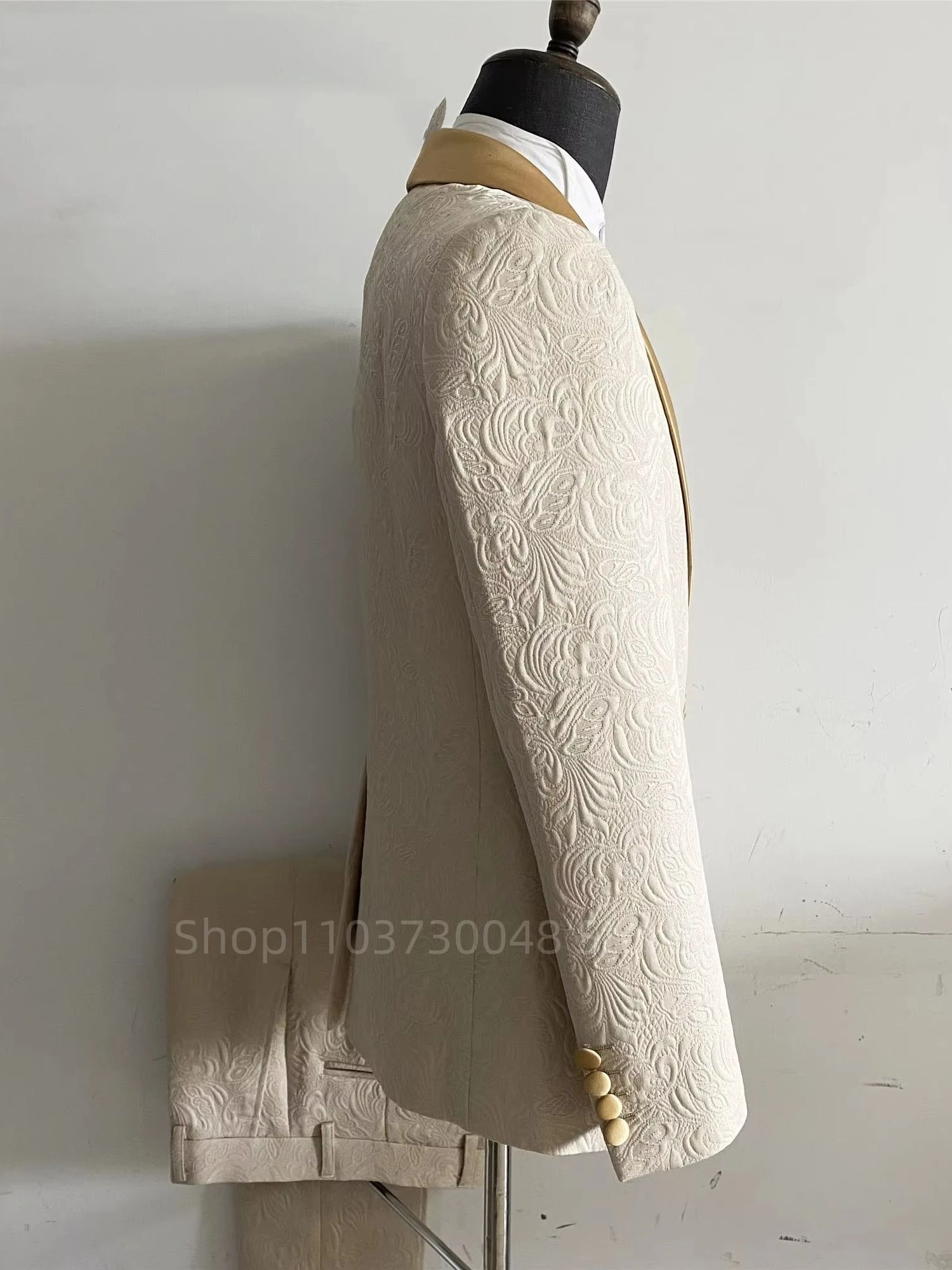 2 Piece Champagne Jacquard Men - đánh giá và giá Muffler Men Wool